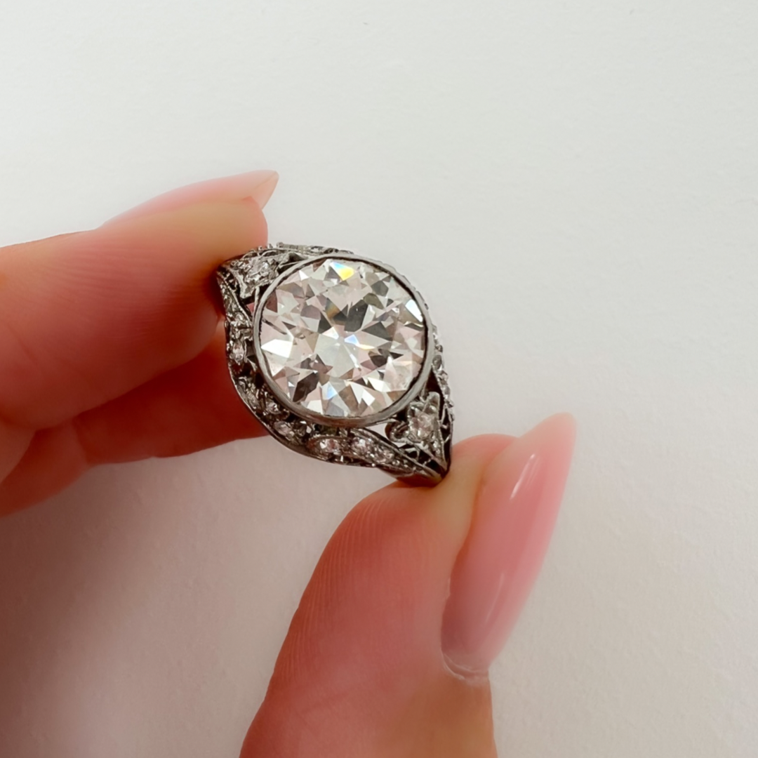 Antique Platinum 2.82ct Transitional Diamond Ring