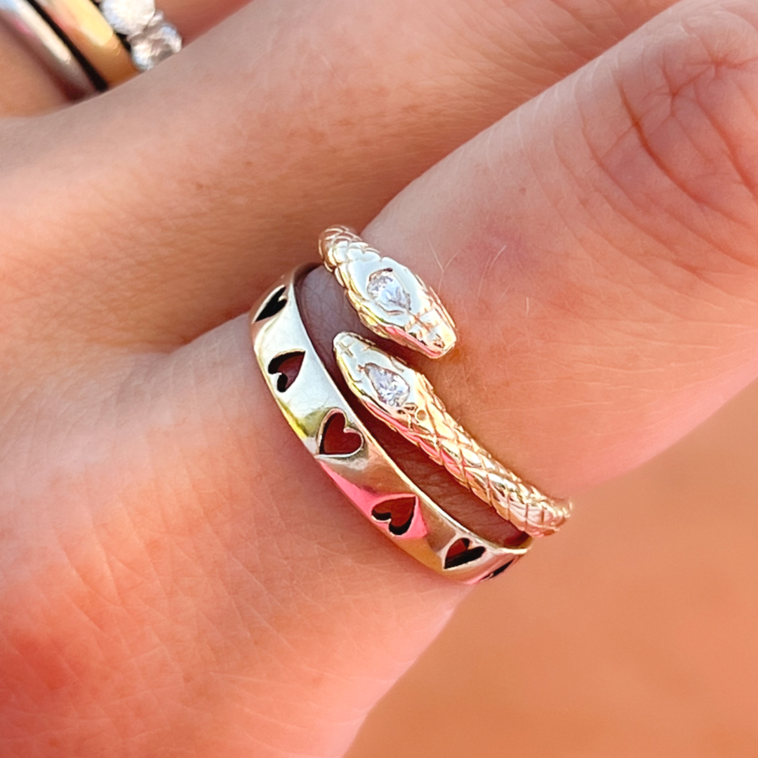 9ct Gold Diamond Snake Ring