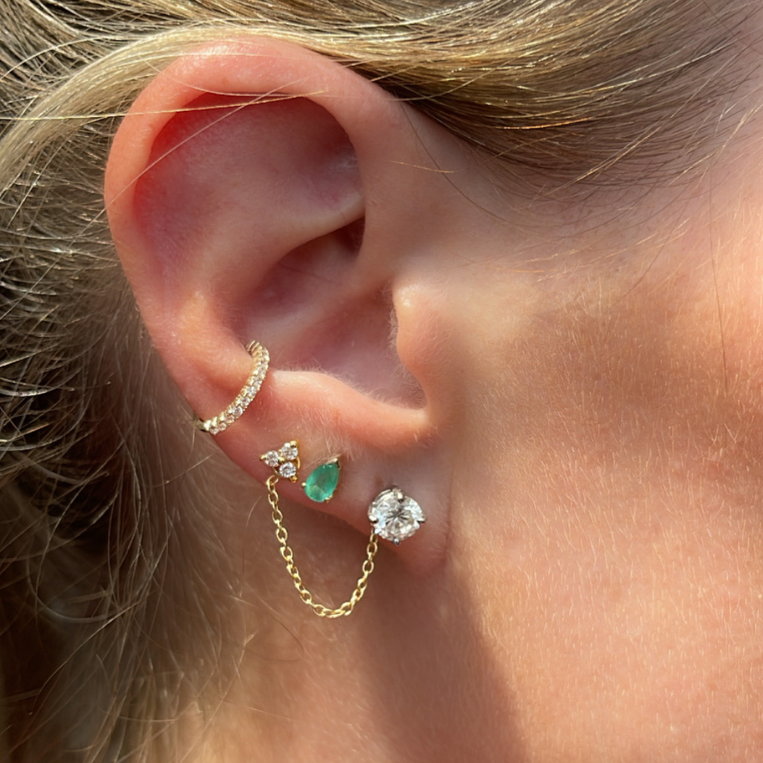 9ct Yellow Gold Emerald Pear Cut Earring Studs