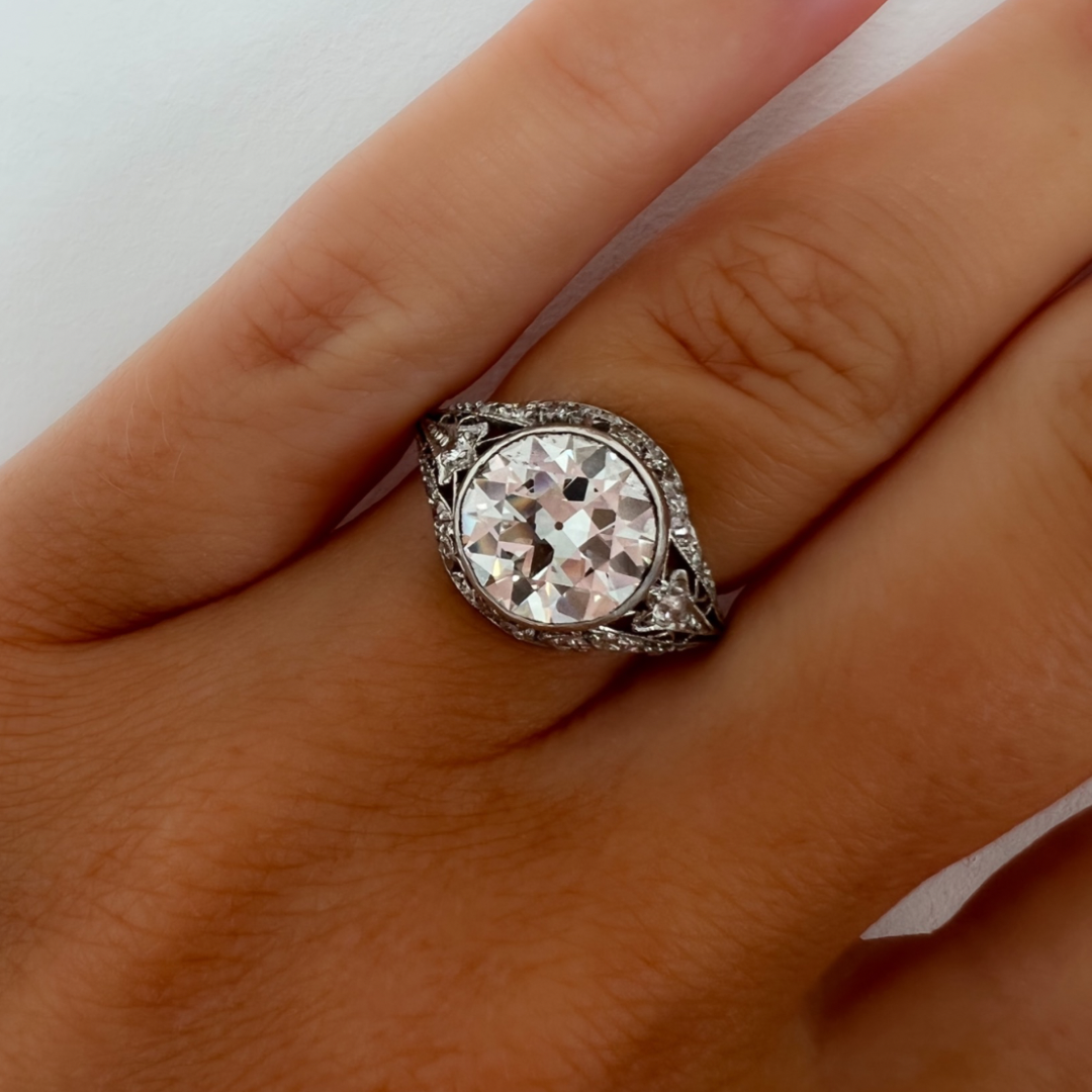 Antique Platinum 2.82ct Transitional Diamond Ring