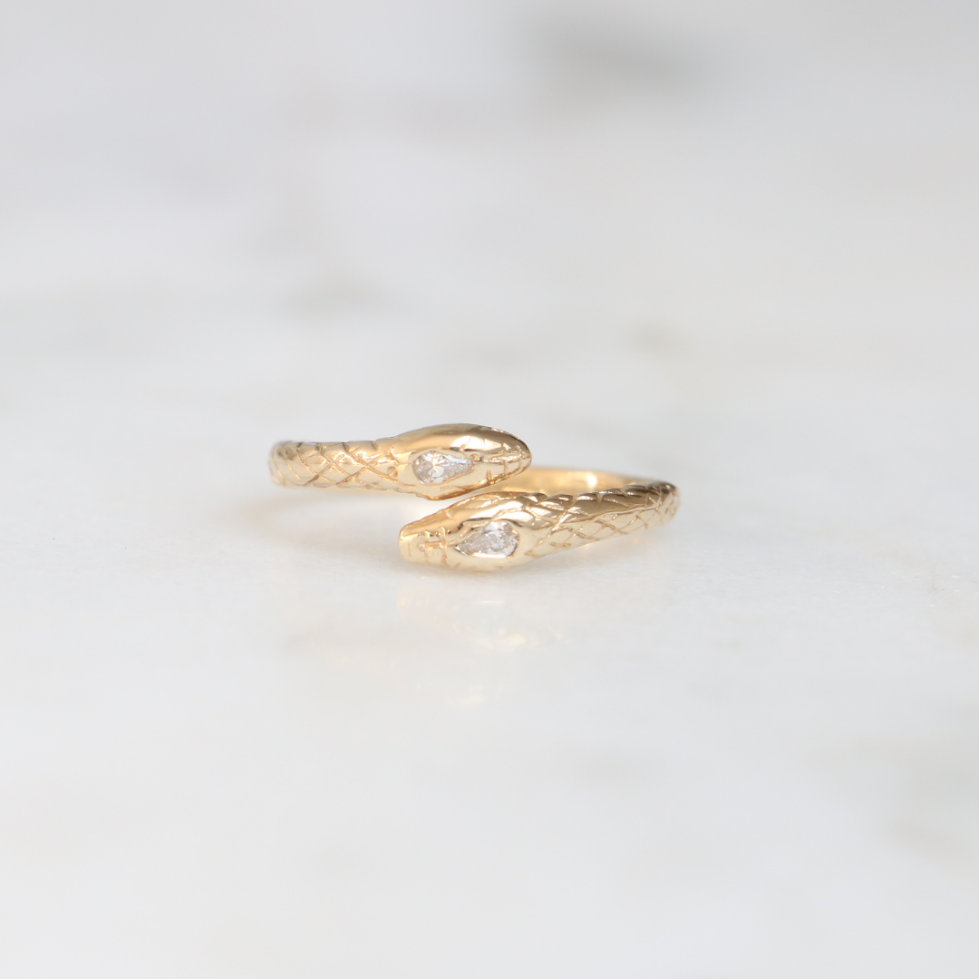 9ct Gold Diamond Snake Ring