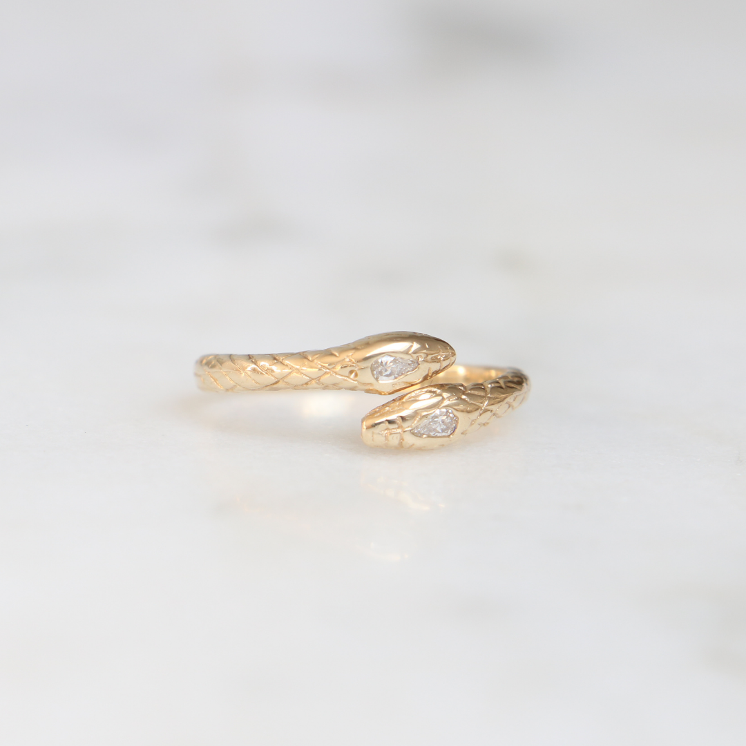 9ct Gold Diamond Snake Ring